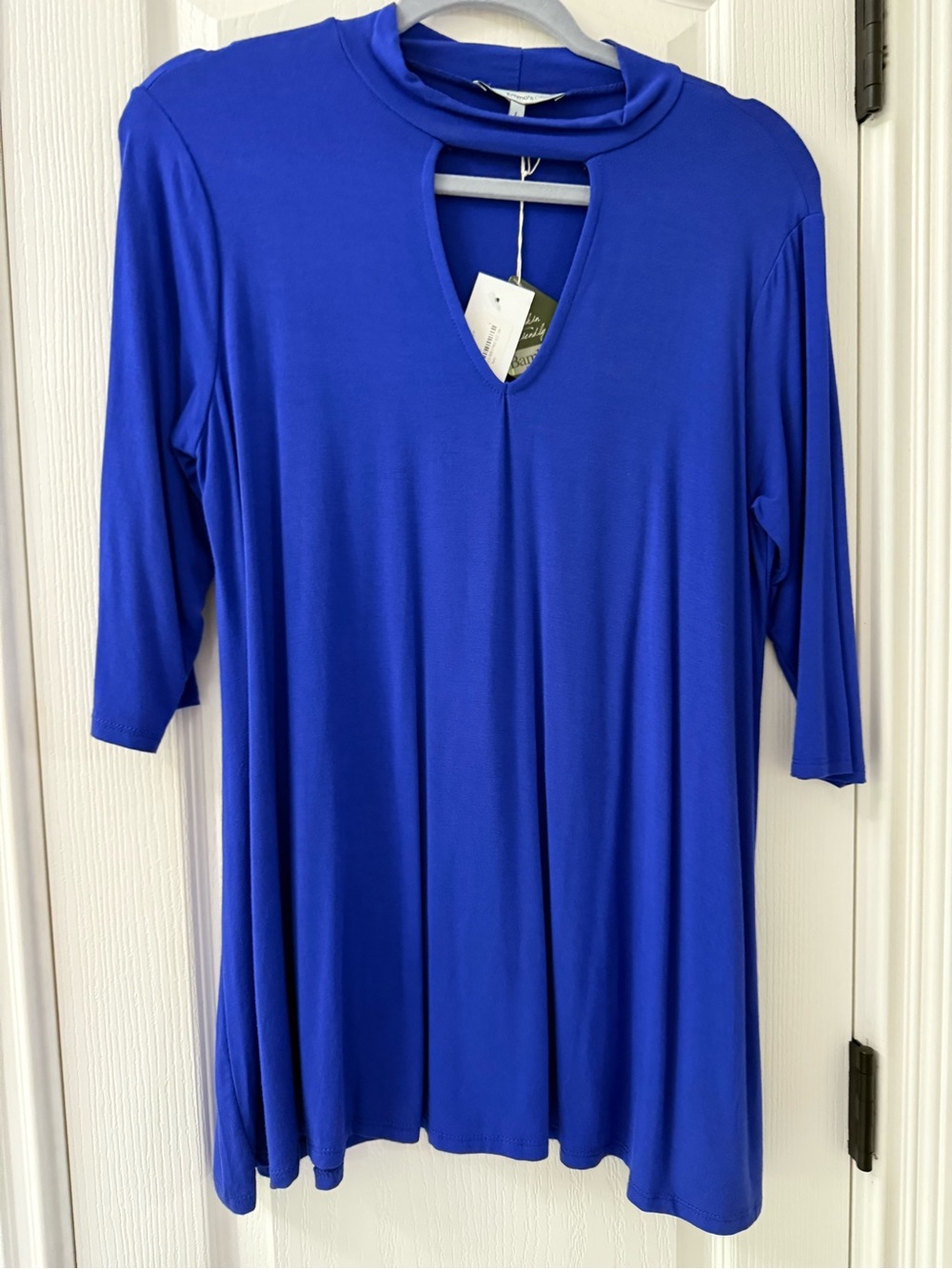 Chic Royal Blue Keyhole Neck 3/4 Sleeve Tunic - NWT